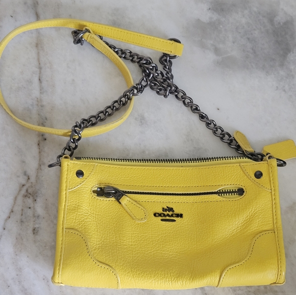 Coach Handbags - Coach Vibrant Yellow Leather Crossbody Bag